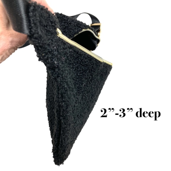 bag black waist crossbody vegan sherpa wool BLUE WATERS gold tone hardware NWT - Picture 11 of 16